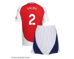 Arsenal William Saliba #2 Prima Maglia Bambino 2024-25 Manica Corta (+ Pantaloni corti)